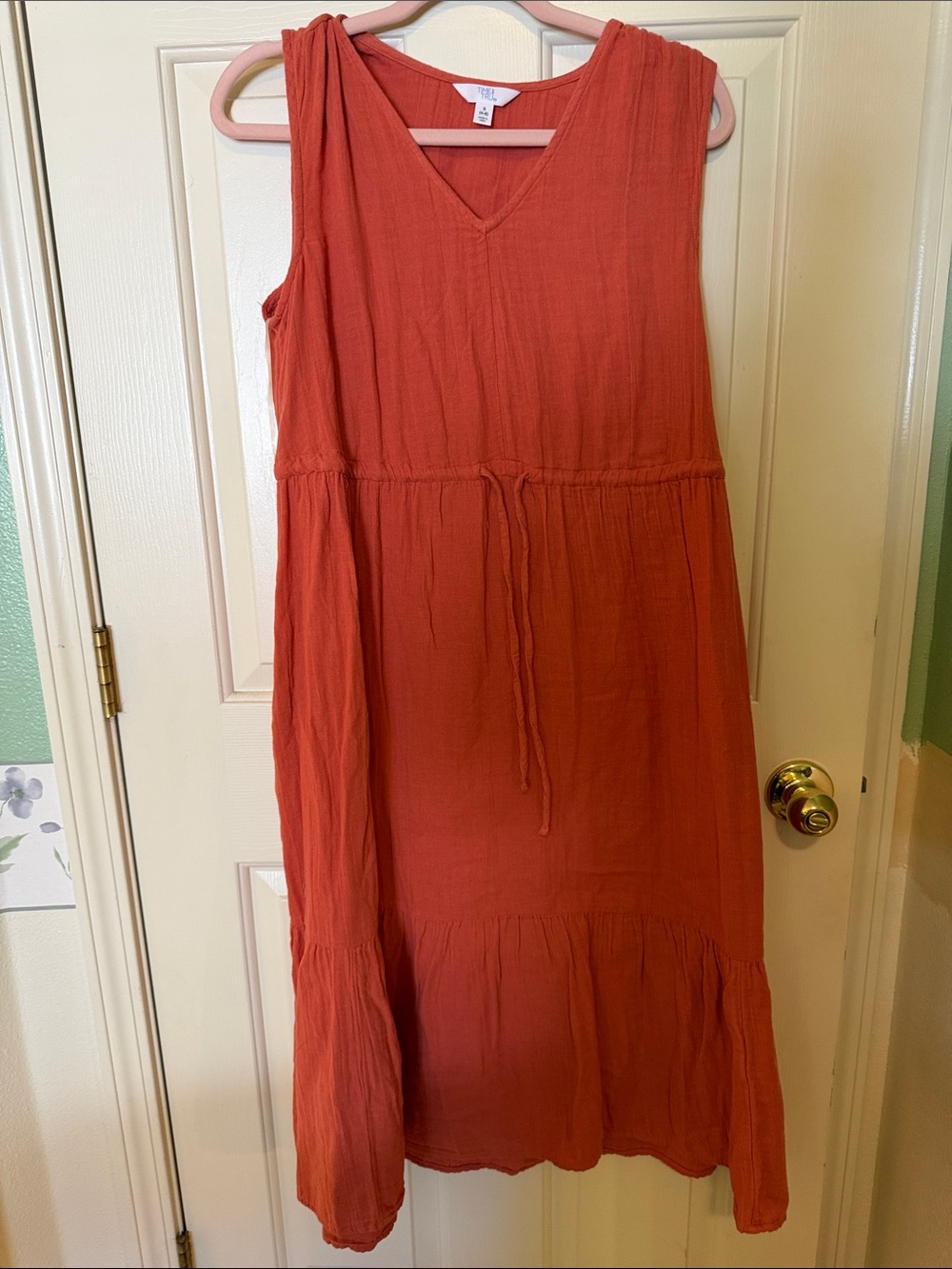 Time and Tru Rust Sleeveless V-Neck Maxi Dress